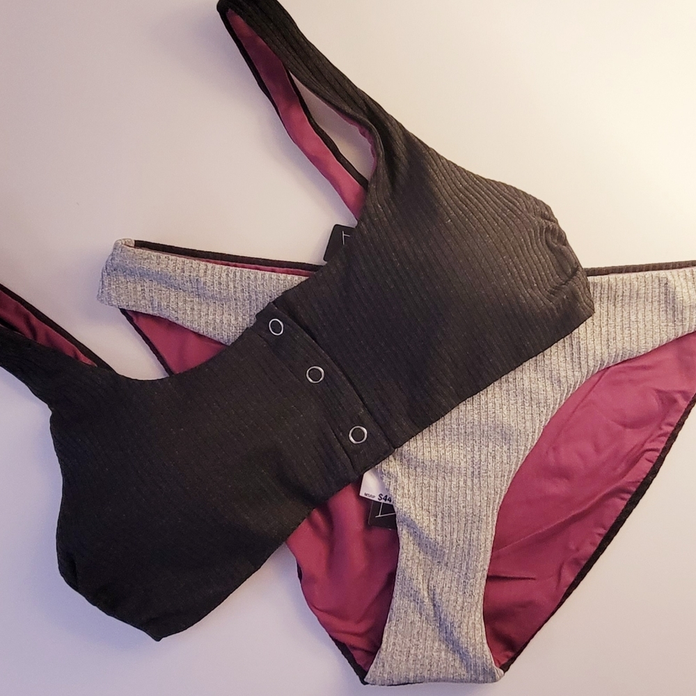 Multicolor black/gray/purple bikini - size Large